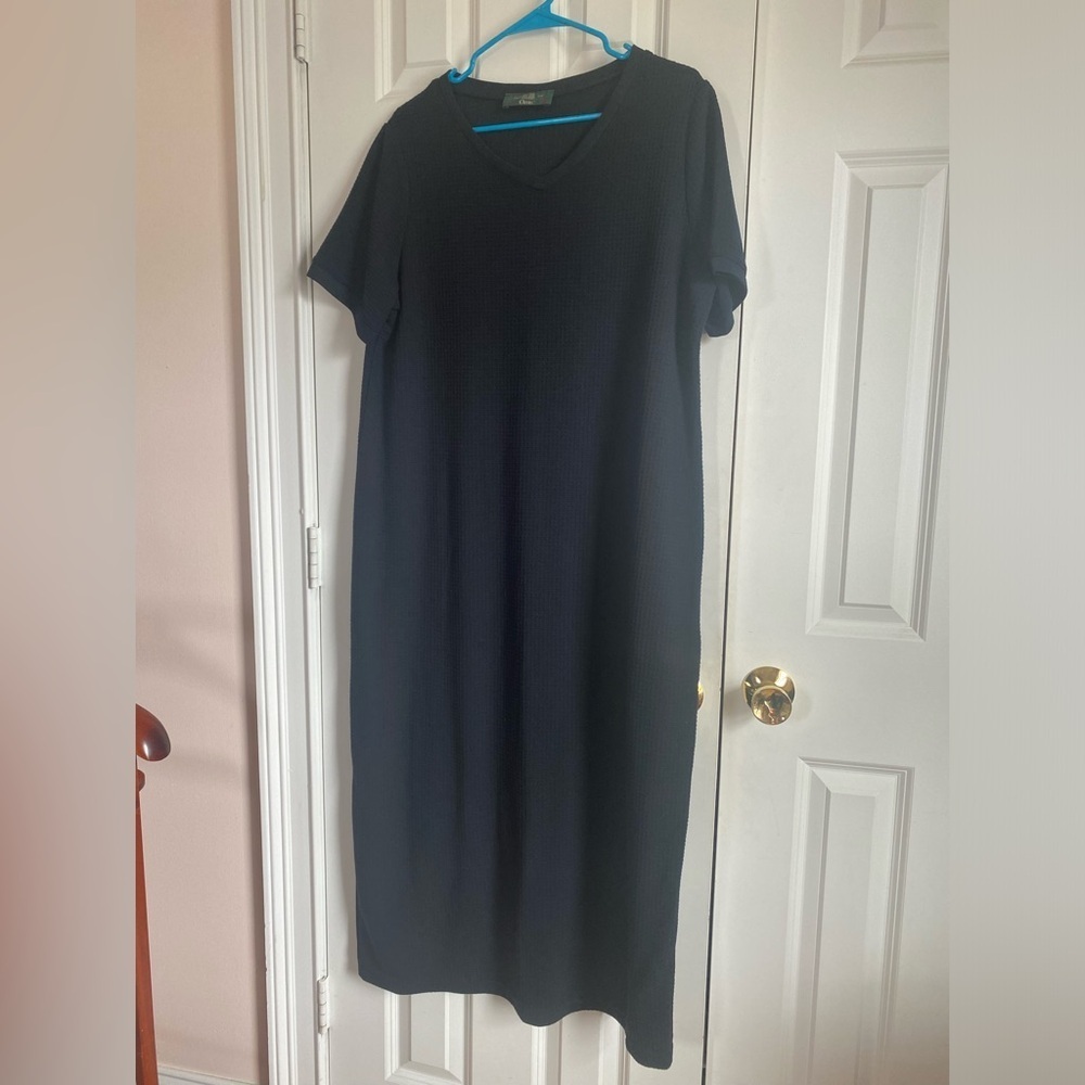 Orvis Dress Women XL Blue A-Line Midi Shirt Cottage 90s Knit